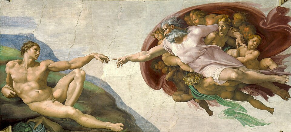 The Creation of Adam fresco by Michelangelo, Sistine Chapel